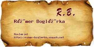Römer Boglárka névjegykártya