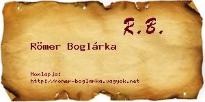 Römer Boglárka névjegykártya